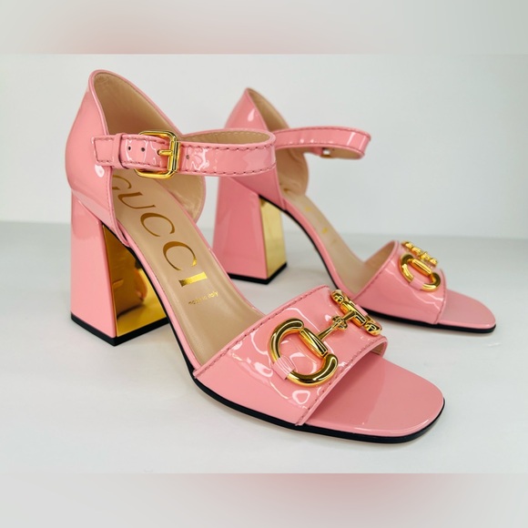 GUCCI Baby Buckle Horsebit Ankle Strap Chunky Heel Patent Leather Sandal EU 39.5 - Picture 12 of 12